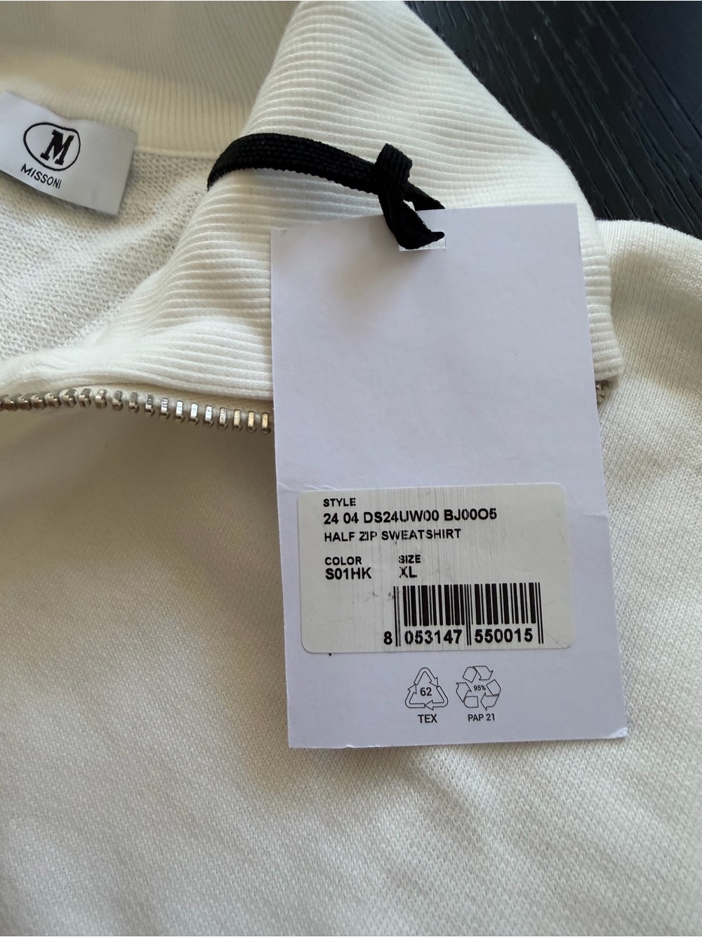 Missoni Off-White Half-Zip Pullover with Silver Zip - Picture 5 of 13